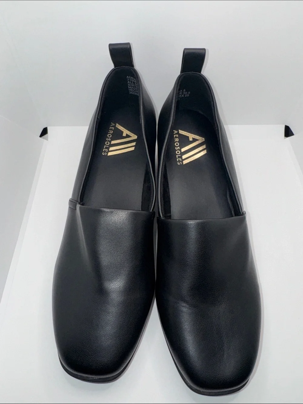 Aerosoles Trixie Wedges Slip On Shoes Black Vegan Leather Women’s 8 Wide 8W